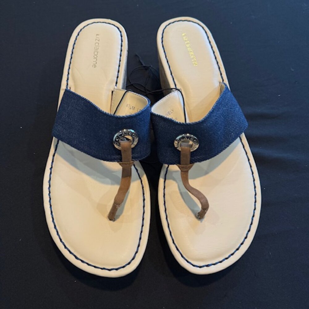 Liz Claiborne Denim Wedge Sandals NWOT Size 8.5